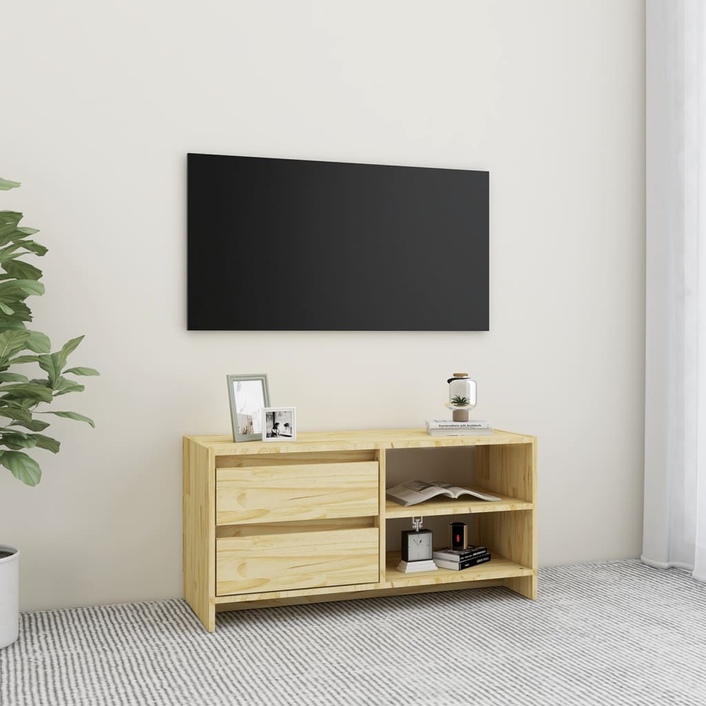 Vetonek Mueble de TV madera maciza de pino 80x31x39 cm