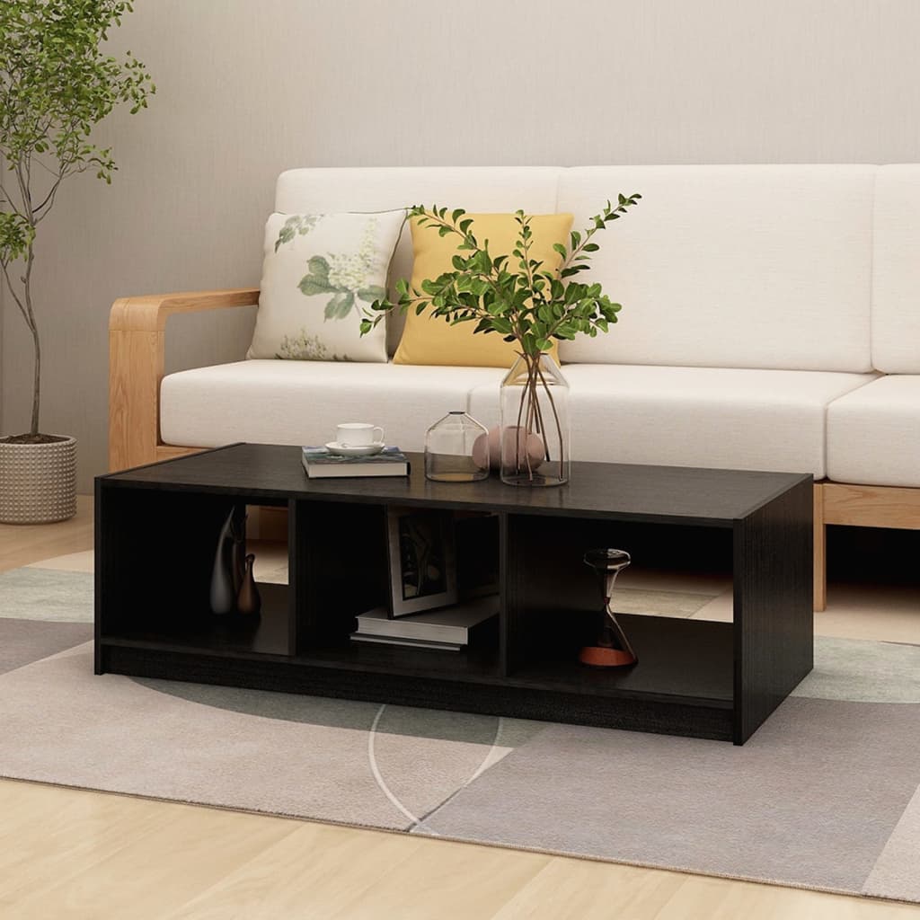 Vetonek Mesa de centro de madera maciza de pino negro 110x50x34 cm