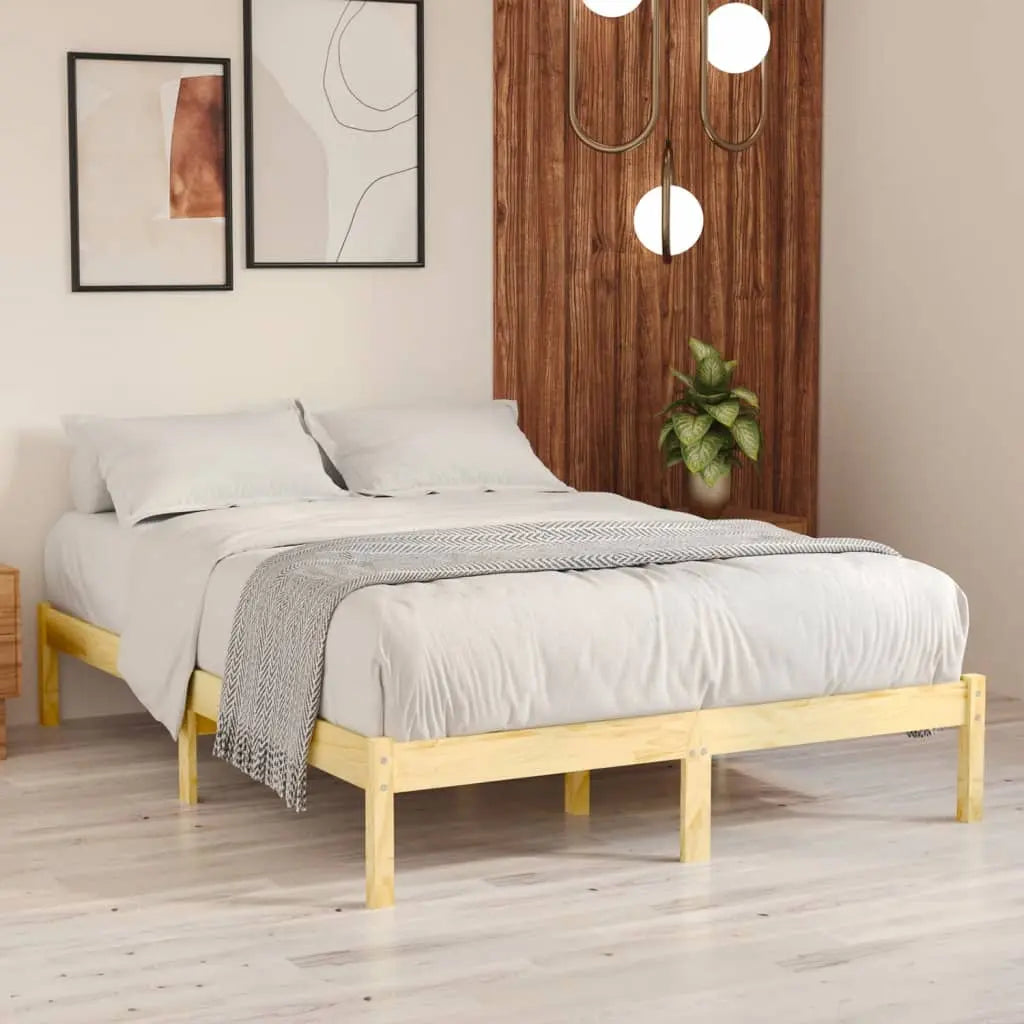 Vetonek Estructura de cama sin colchón madera maciza 140x190 cm