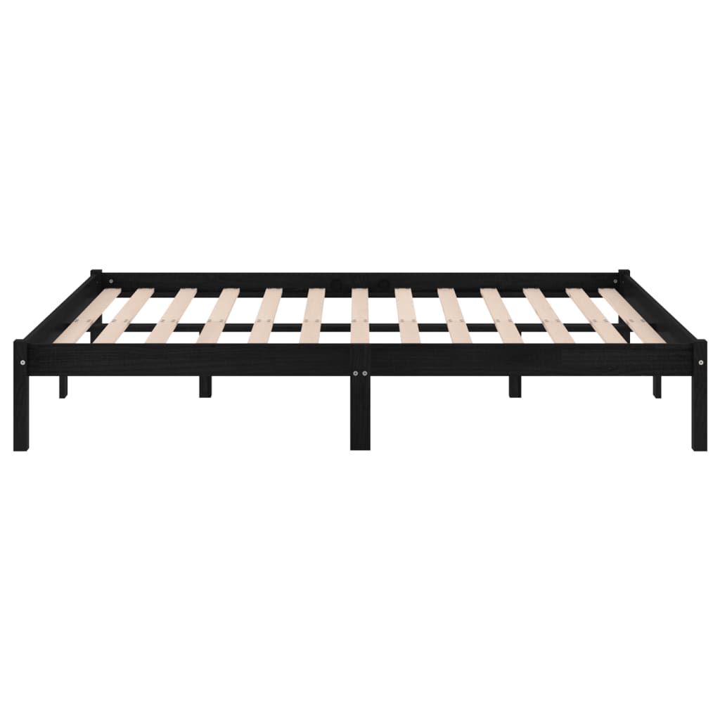 Estructura de cama sin colchón madera maciza negro 140x190 cm v2271 - Vetonek
