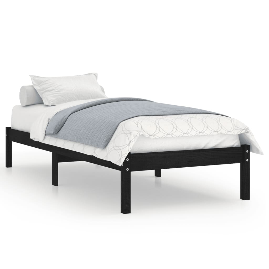 Vetonek Estructura de cama sin colchón madera maciza negro 100x200 cm