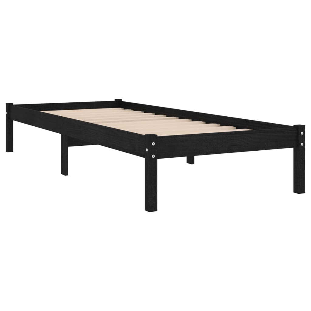 Estructura de cama sin colchón madera maciza negro 100x200 cm v2370 - Vetonek