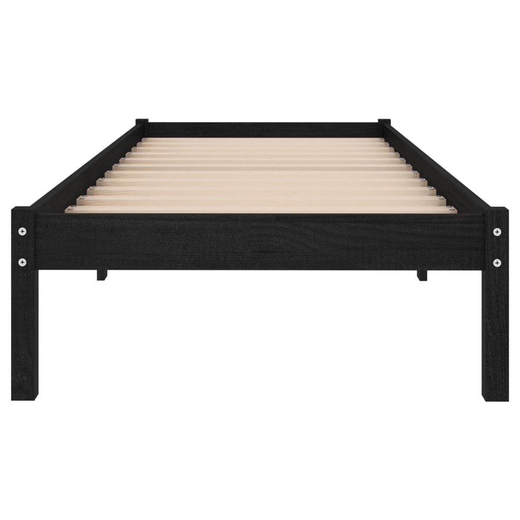 Estructura de cama sin colchón madera maciza negro 100x200 cm v2370 - Vetonek
