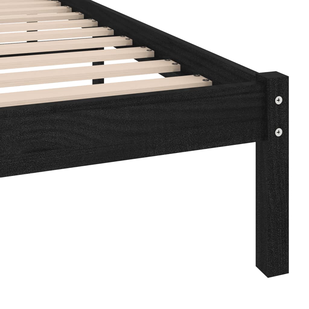 Estructura de cama sin colchón madera maciza negro 100x200 cm v2370 - Vetonek
