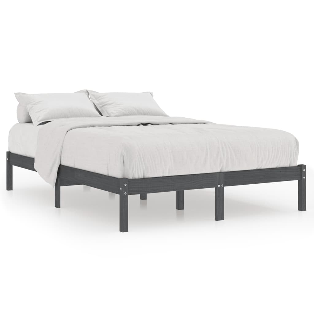 Vetonek Estructura de cama sin colchón madera maciza gris 120x200 cm