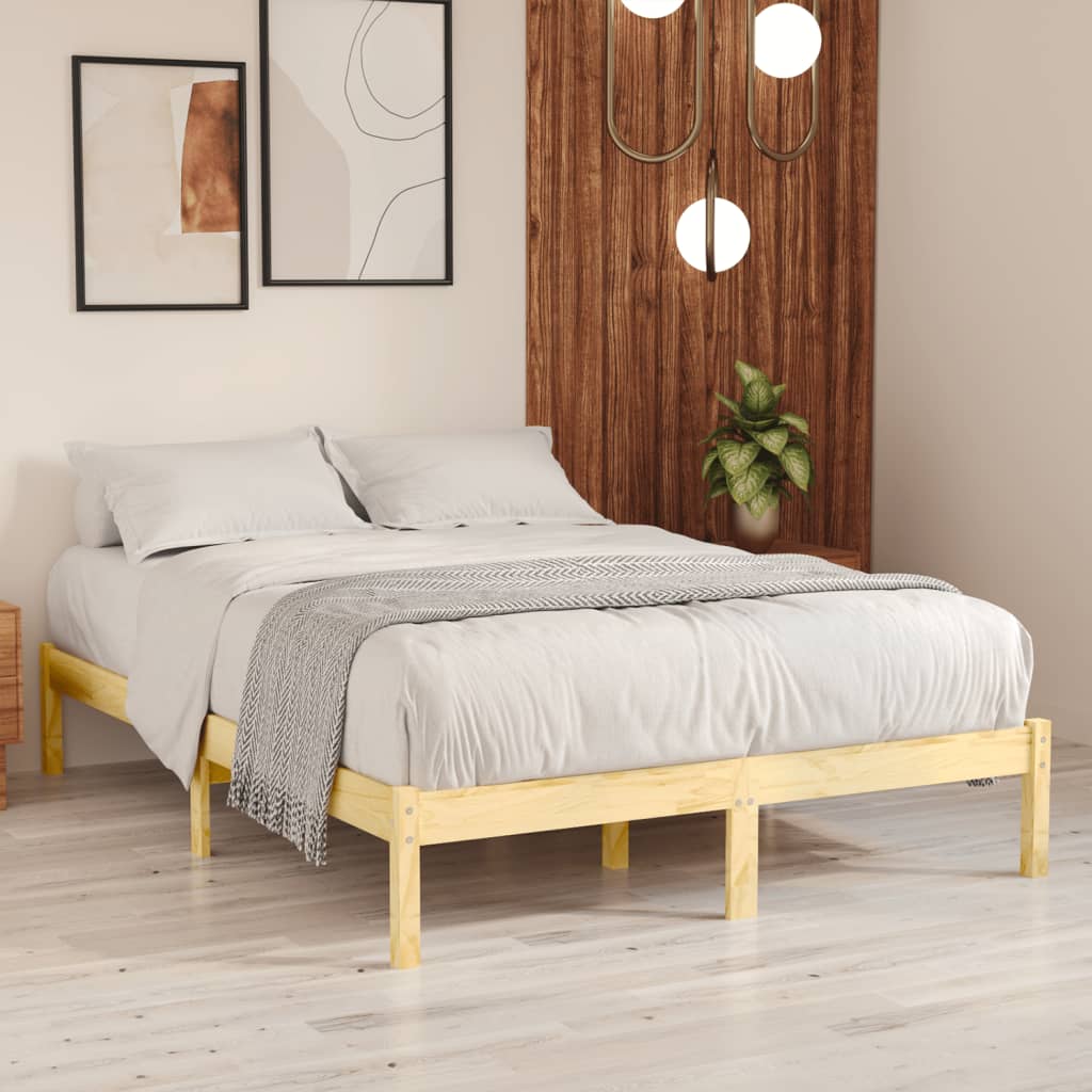 Vetonek Estructura de cama sin colchón madera maciza 140x200 cm