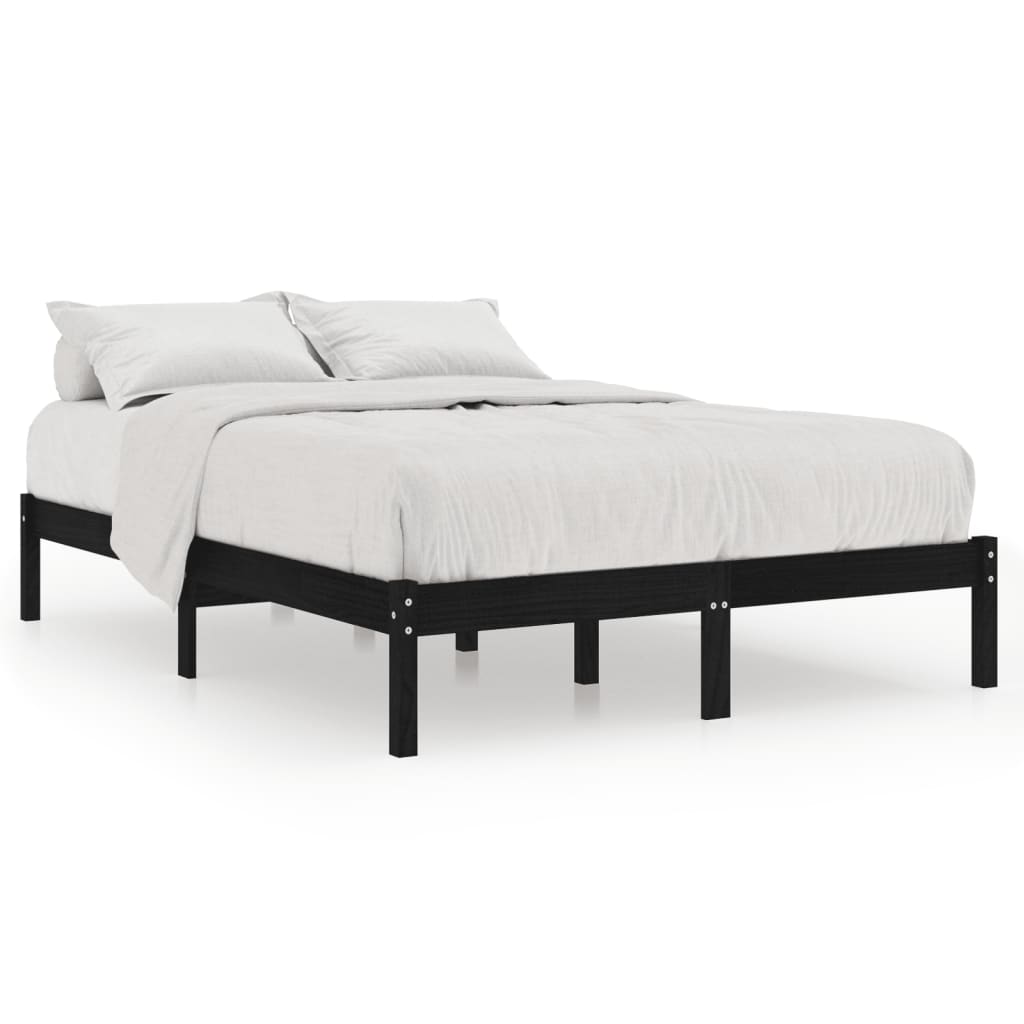 Estructura de cama sin colchón madera maciza negro 140x200 cm v2479 - Vetonek