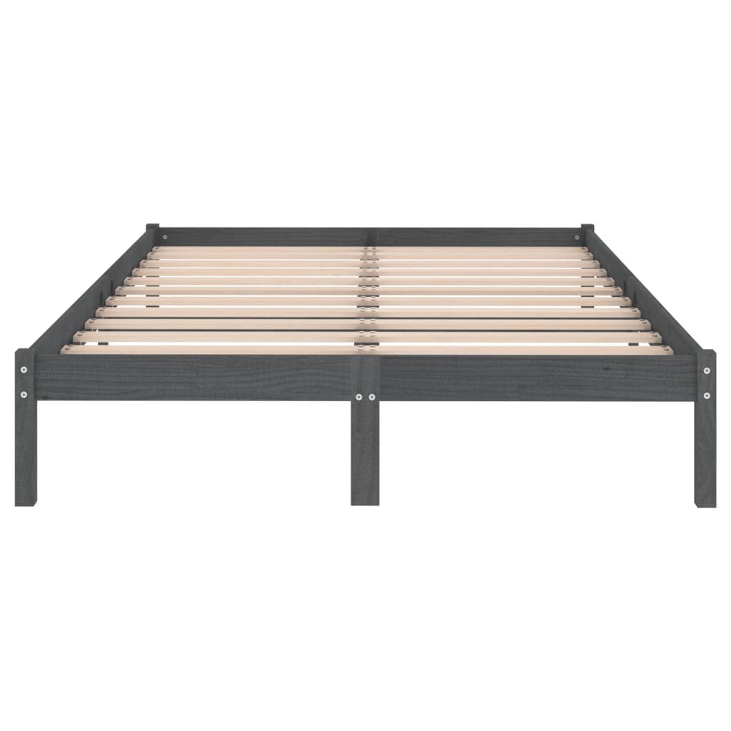 Estructura de cama sin colchón madera maciza gris 200x200 cm v2653 - Vetonek