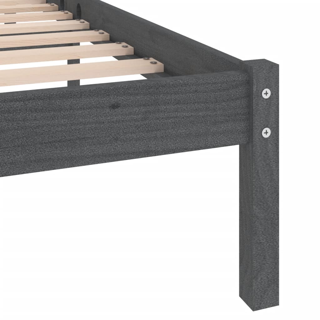 Estructura de cama sin colchón madera maciza gris 200x200 cm v2653 - Vetonek