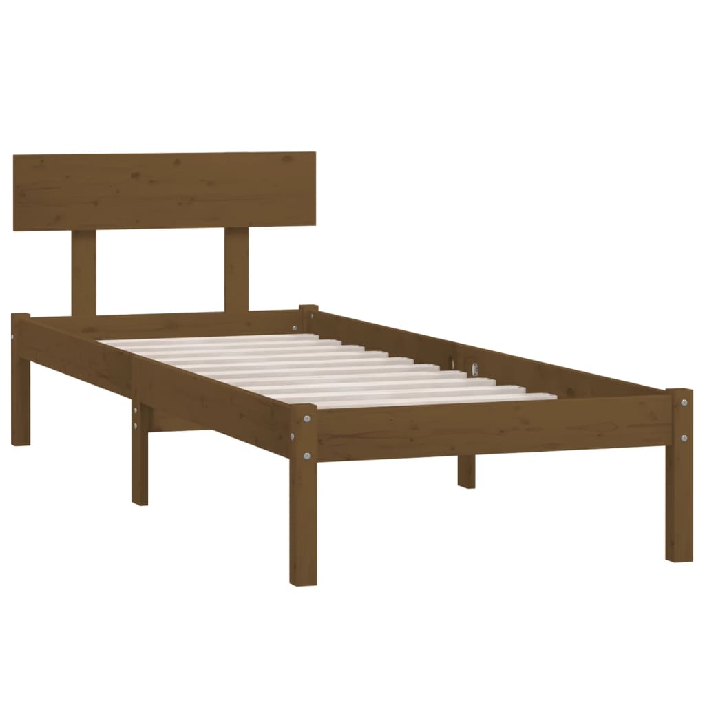 Individual bed structure without mattress wood brown honey