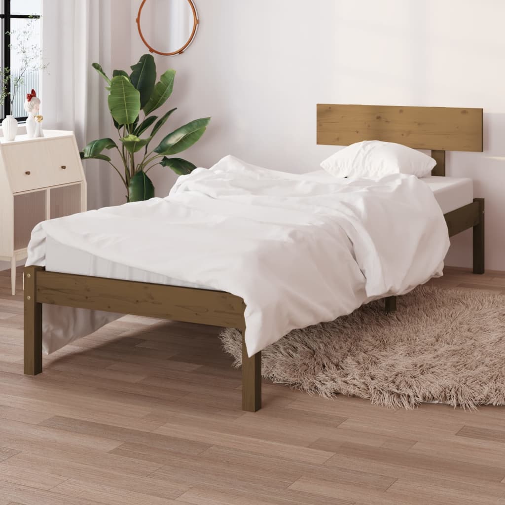 Vetonek Estructura cama individual sin colchón madera pino marrón miel