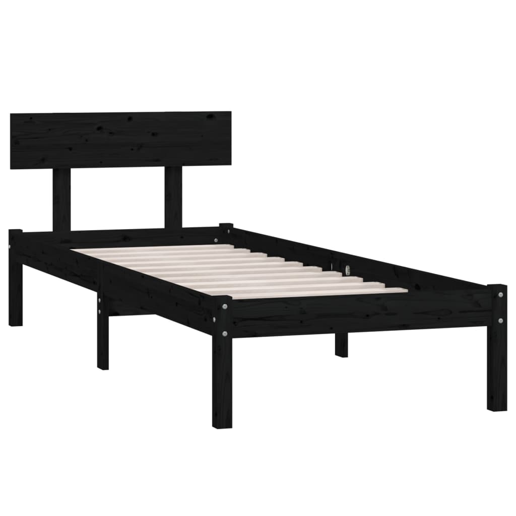 Estructura cama individual sin colchón madera maciza pino negro vidaXL