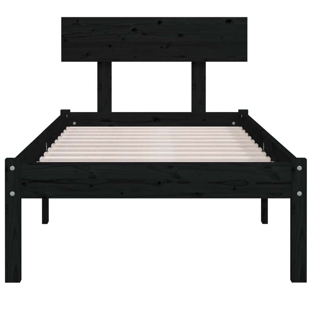 Estructura cama individual sin colchón madera maciza pino negro vidaXL