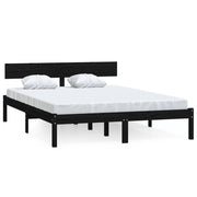 Vetonek Estructura de cama sin colchón madera maciza negro 140x190 cm