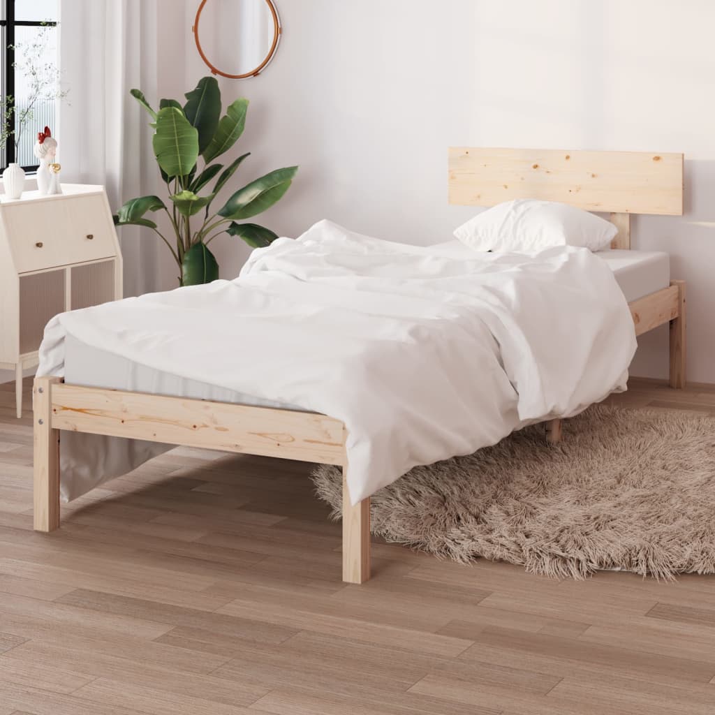 Vetonek Estructura de cama sin colchón madera maciza 90x200 cm