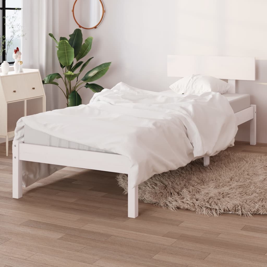 Vetonek Estructura de cama sin colchón madera maciza blanco 90x200 cm