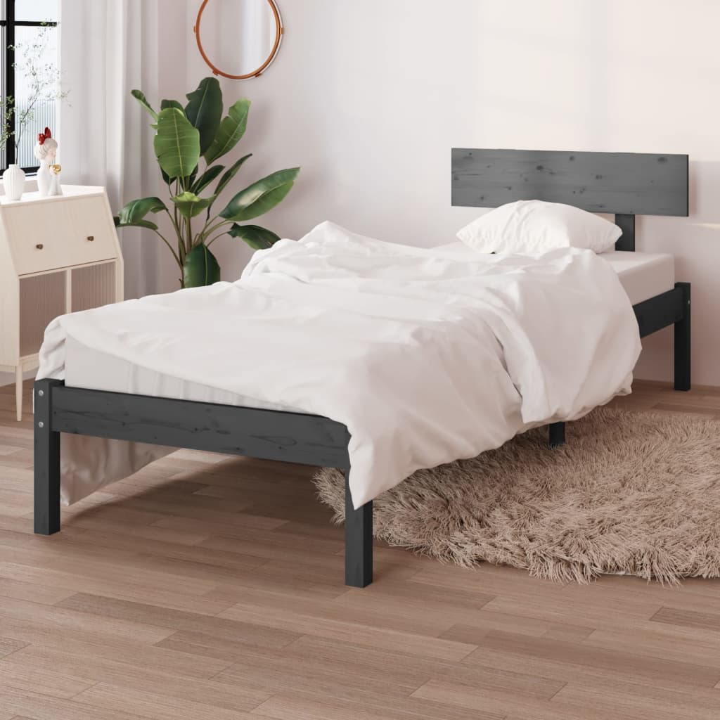 Vetonek Estructura de cama sin colchón madera maciza gris 100x200 cm