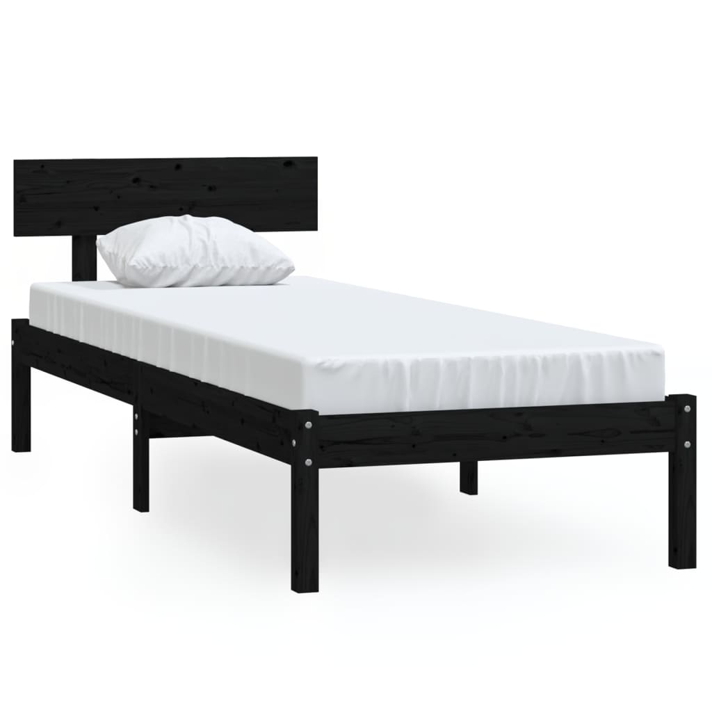 Vetonek Estructura de cama sin colchón madera maciza negro 100x200 cm