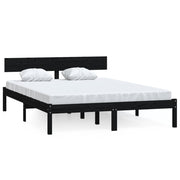 Estructura de cama sin colchón madera maciza negro 120x200 cm v3070 - Vetonek