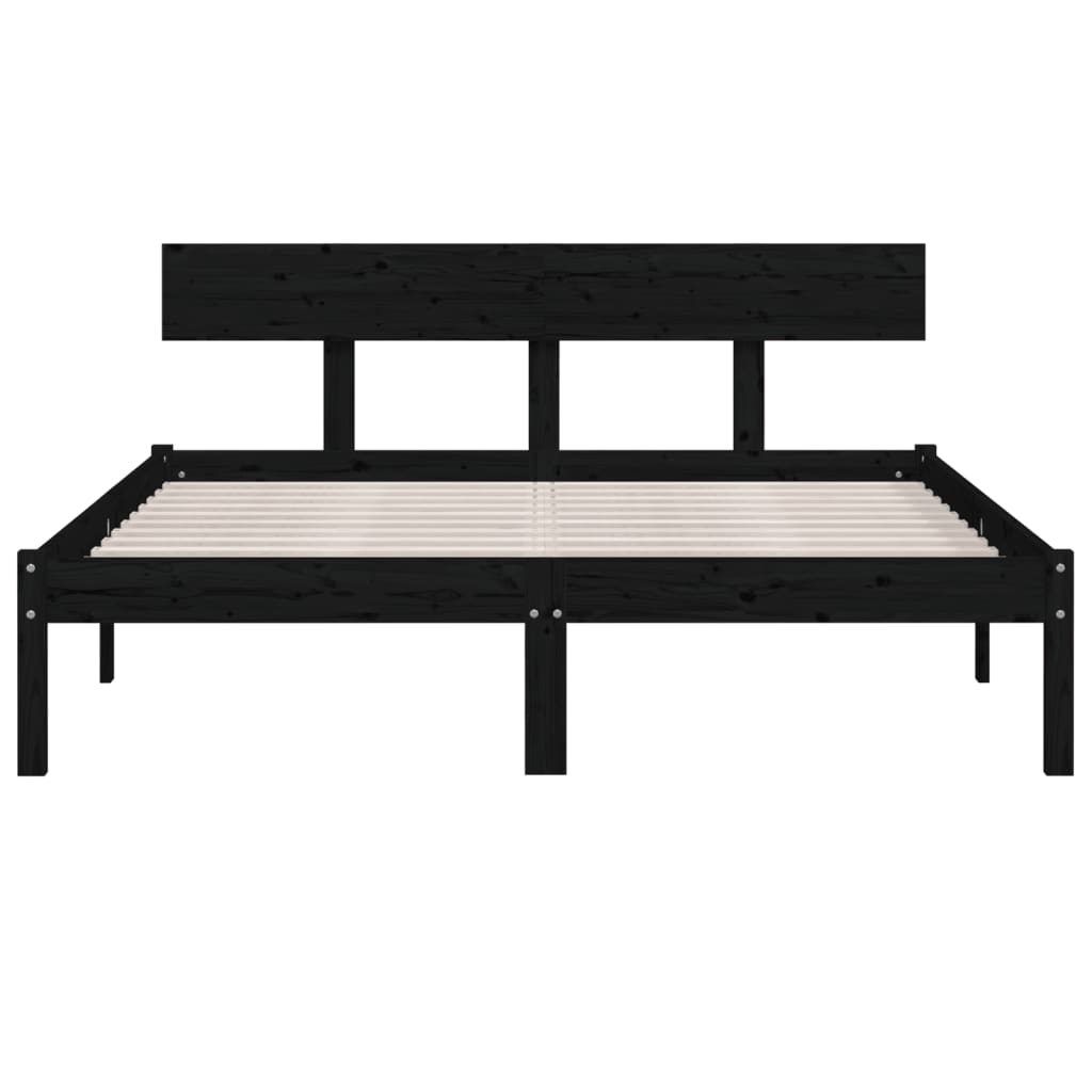 Estructura de cama sin colchón madera maciza negro 120x200 cm v3070 - Vetonek