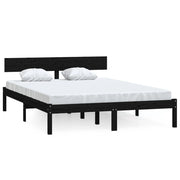 Estructura de cama sin colchón madera maciza negro 140x200 cm v3124 - Vetonek