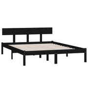 Estructura de cama sin colchón madera maciza negro 140x200 cm v3124 - Vetonek