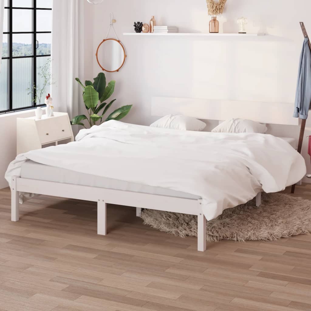 Vetonek Estructura de cama sin colchón madera maciza blanco 160x200 cm