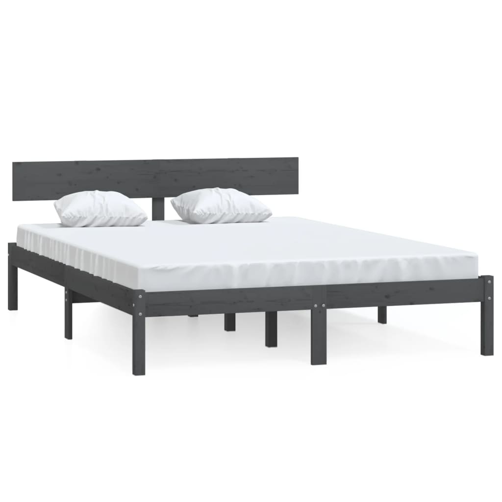 Vetonek Estructura de cama sin colchón madera maciza gris 160x200 cm