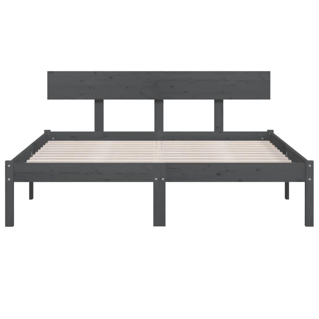 Estructura de cama sin colchón madera maciza gris 160x200 cm v3209 - Vetonek