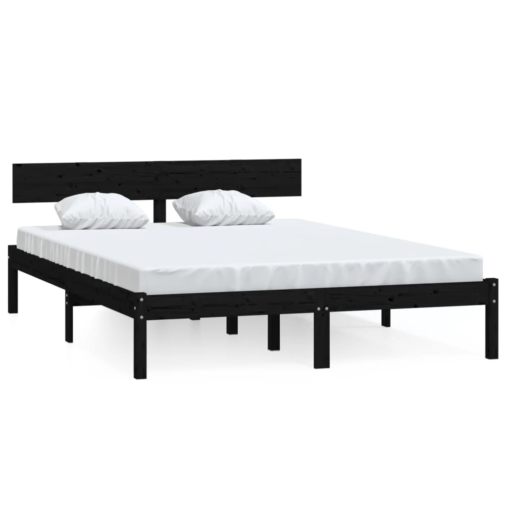 Estructura de cama sin colchón madera maciza negro 160x200 cm v3223 - Vetonek