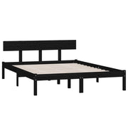 Estructura de cama sin colchón madera maciza negro 160x200 cm v3223 - Vetonek