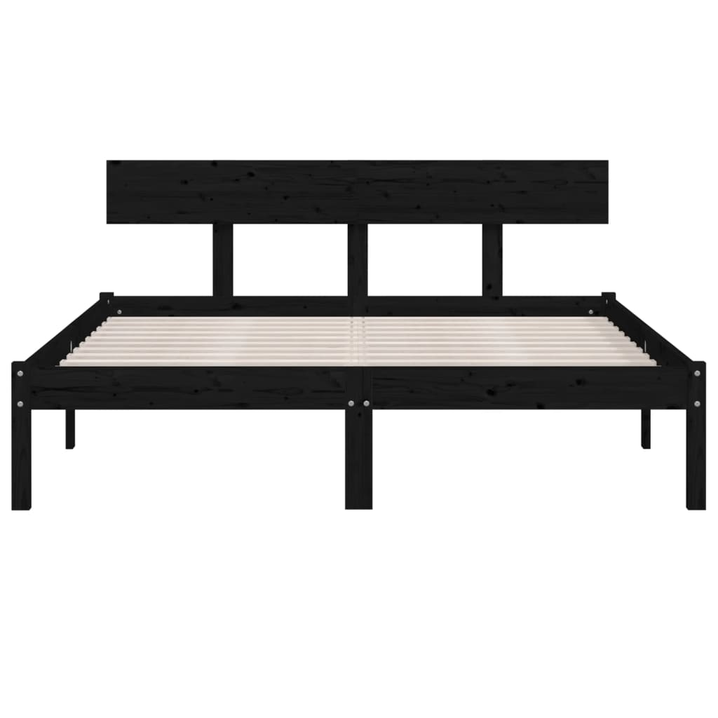 Estructura de cama sin colchón madera maciza negro 160x200 cm v3223 - Vetonek