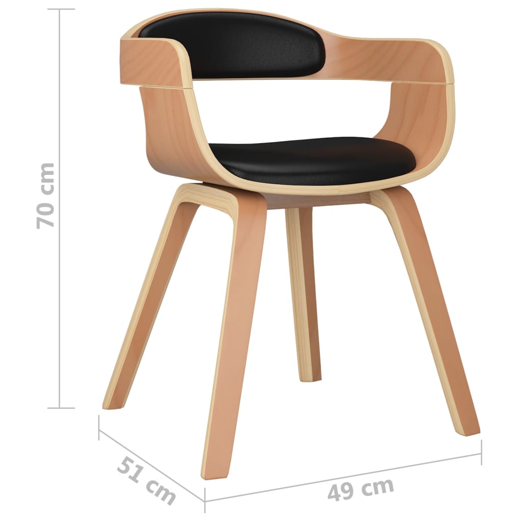 Sillas de comedor 2 uds madera curvada y cuero sintético negro