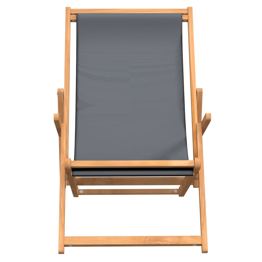 Silla de playa plegable de madera maciza de teca gris vidaXL