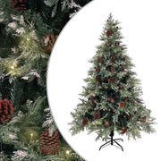 Árbol de navidad con luces y piñas pvc pe verde y blanco 150 cm v7283 Vetonek