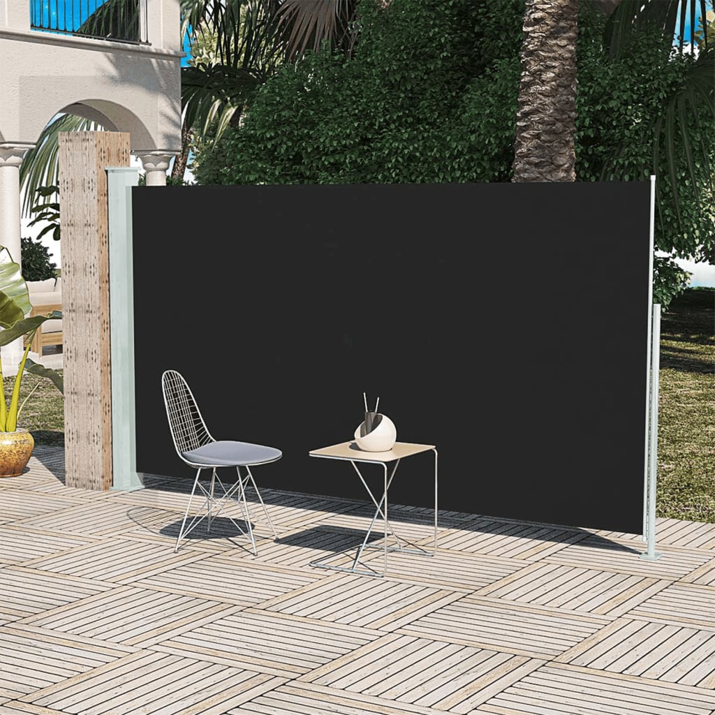 Vetonek Toldo lateral retráctil de jardín negro160x300 cm