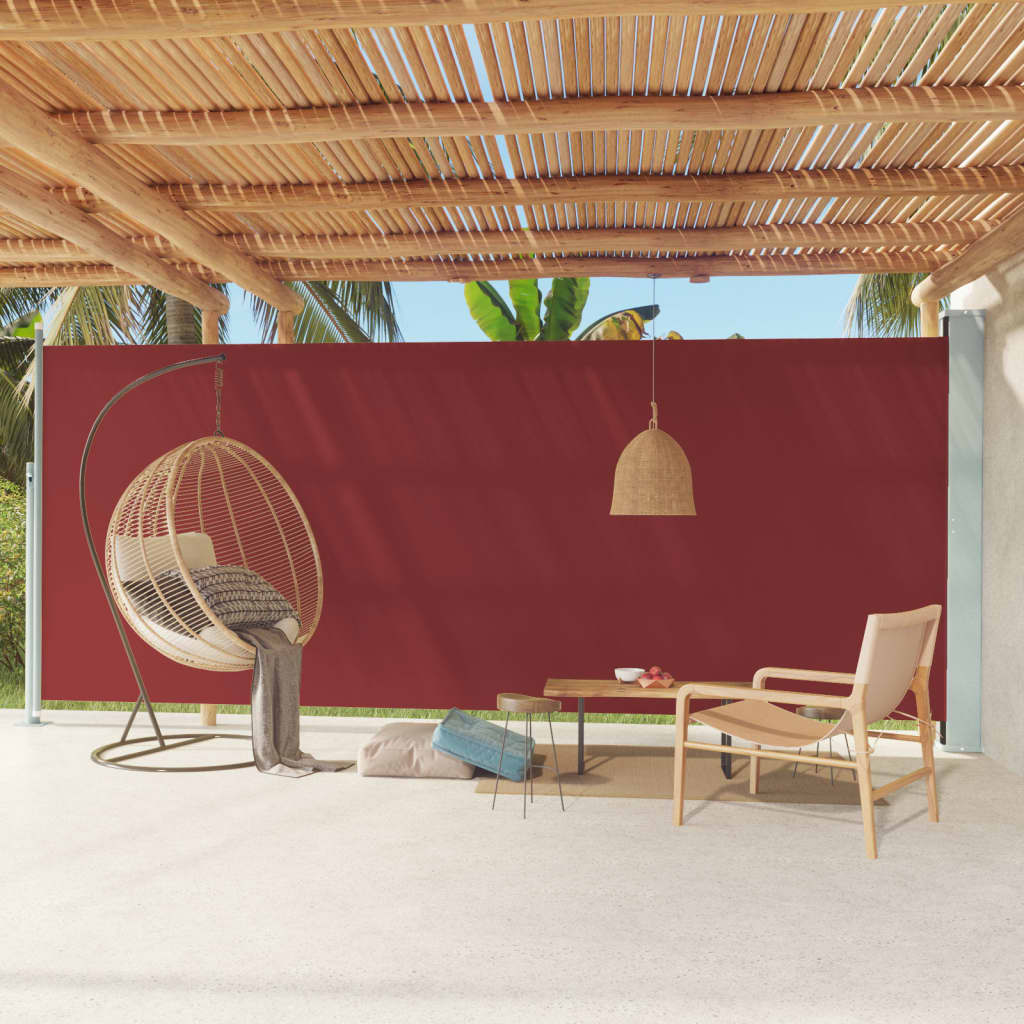 Vetonek Toldo lateral retráctil para patio rojo 220x600 cm