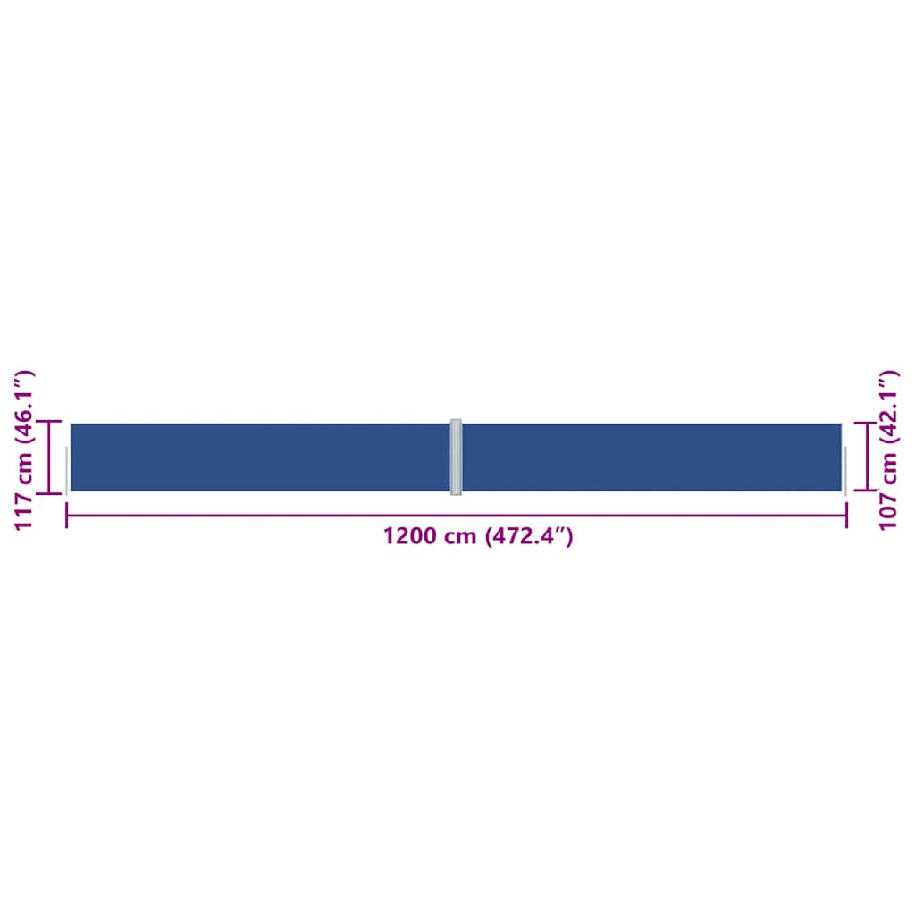 Trovane laterale retrattile blu 117x1200 cm