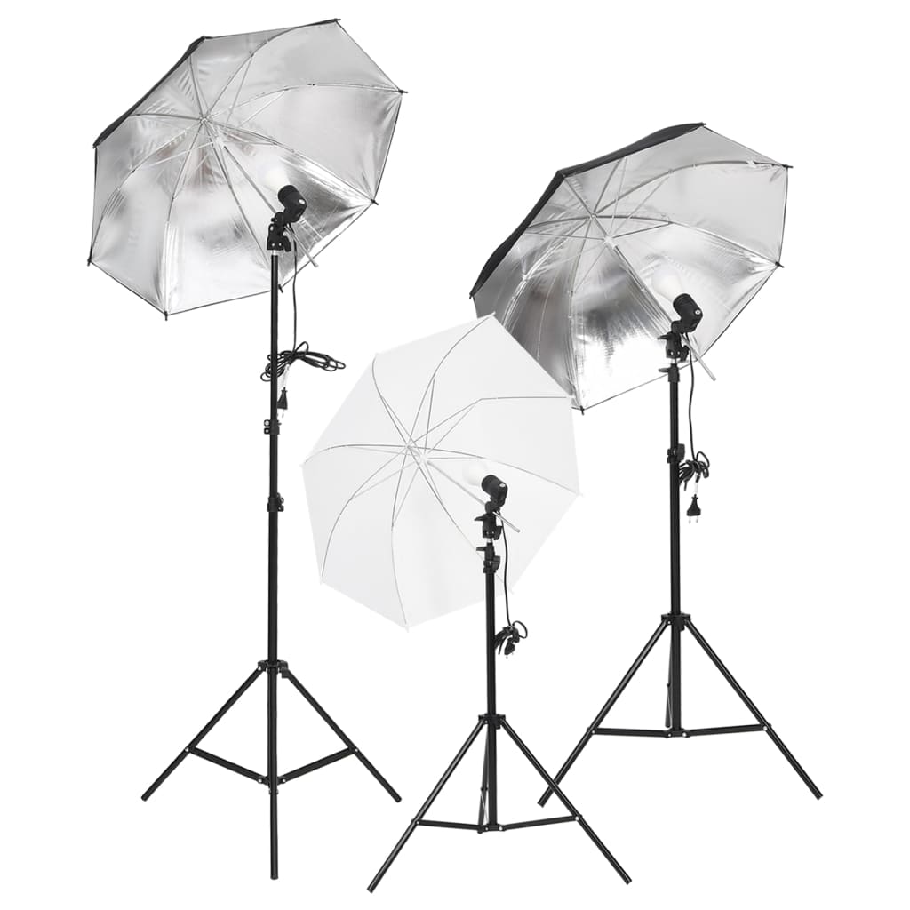 Vetonek Set de iluminación de estudio con trípodes y sombrillas 