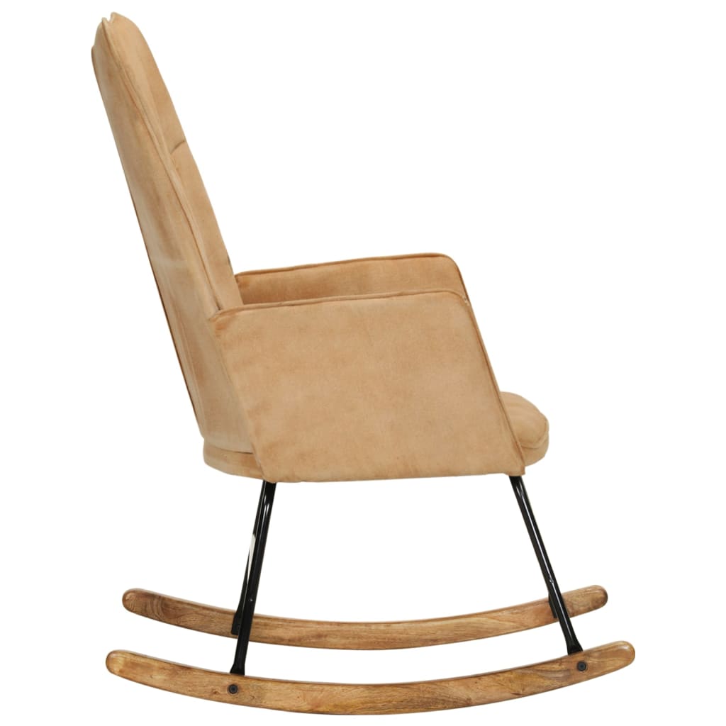 Silla mecedora de lona vintage color crema - Vetonek