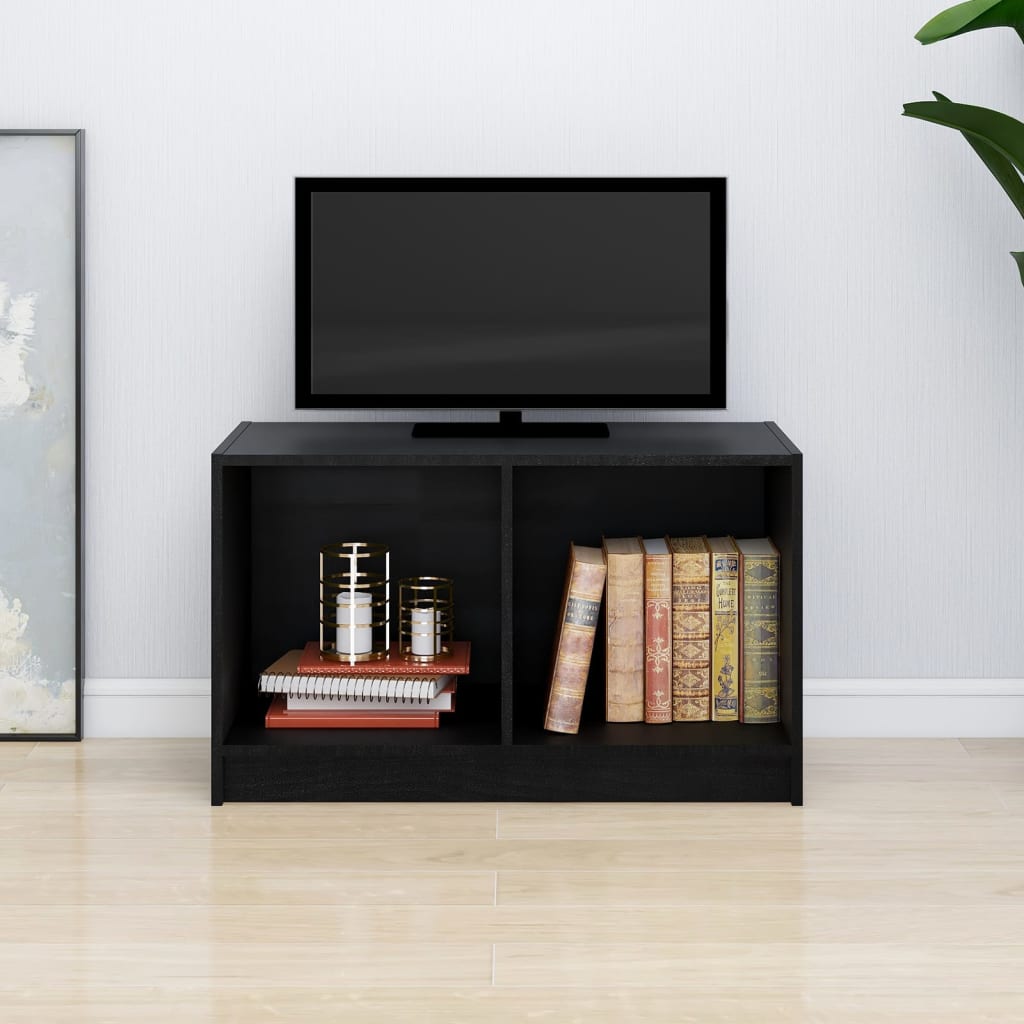 Vetonek Mueble de TV de madera maciza de pino negro 70x33x42 cm