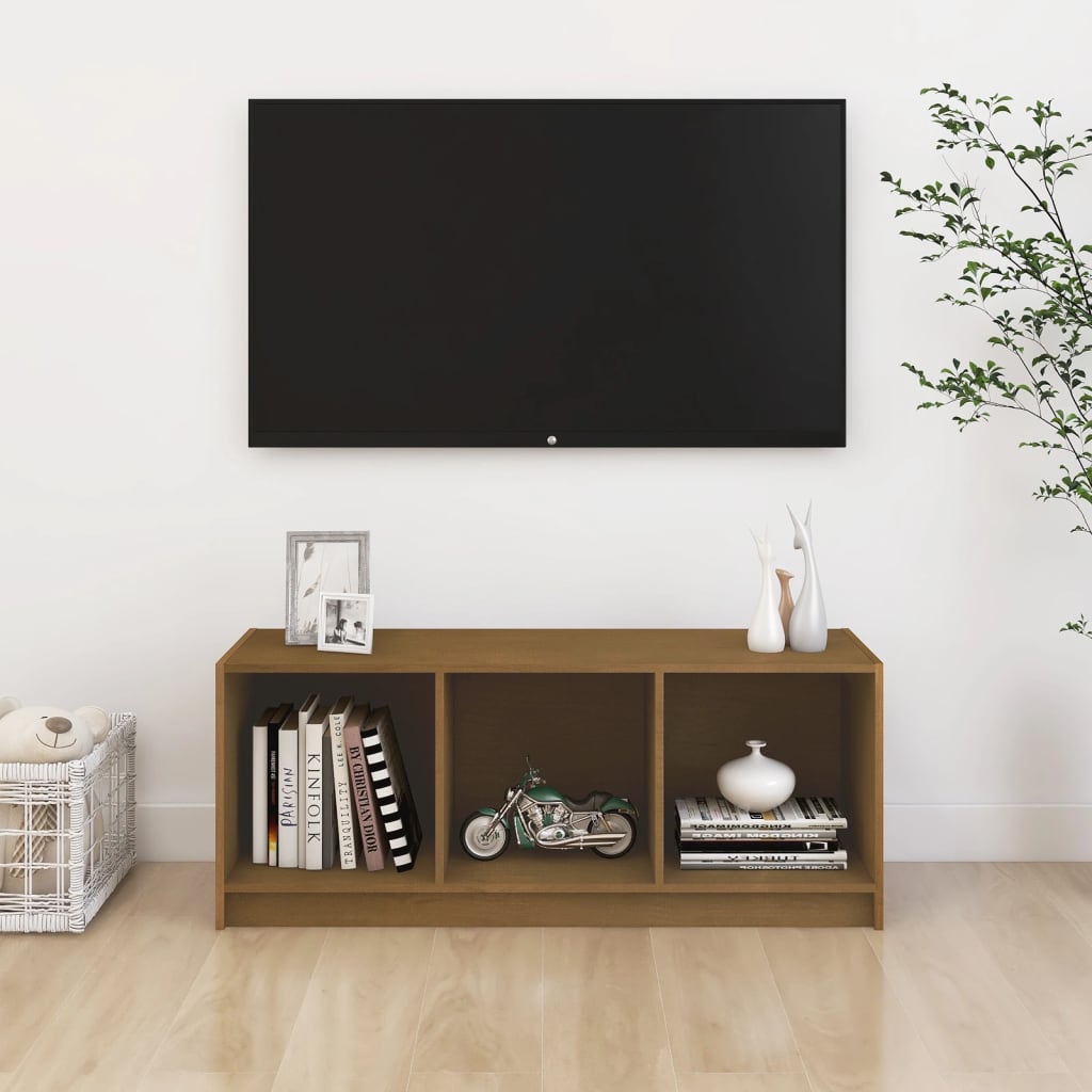 Massy wooden tv furniture Brown pine 104x33x41 cm