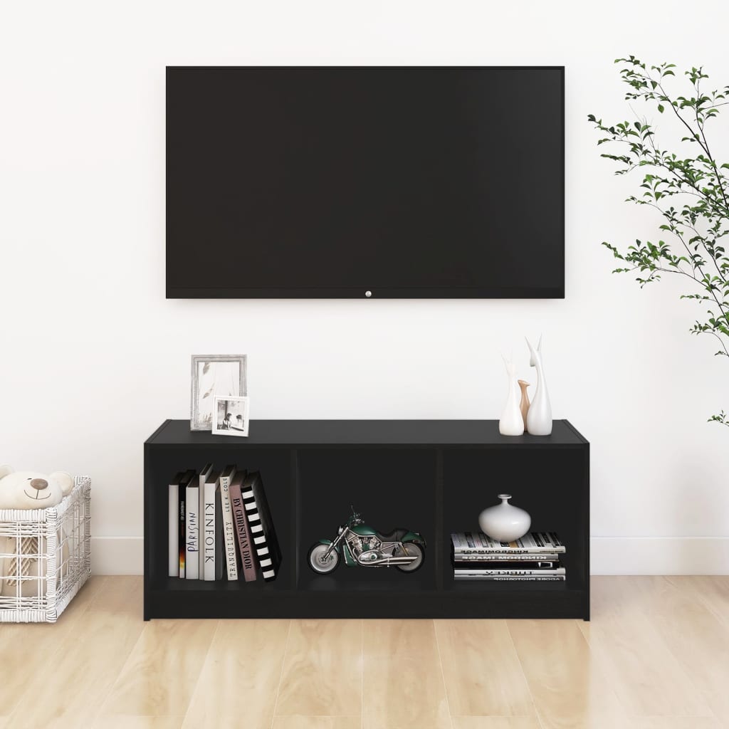 Black pine pine wood tv furniture 104x33x41 cm