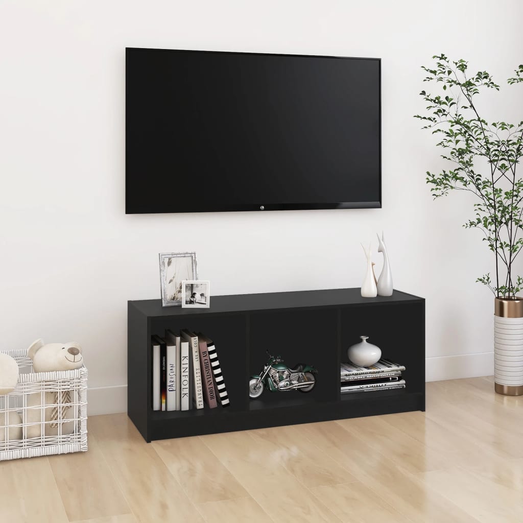 Vetonek Mueble de TV madera maciza de pino negro 104x33x41 cm 