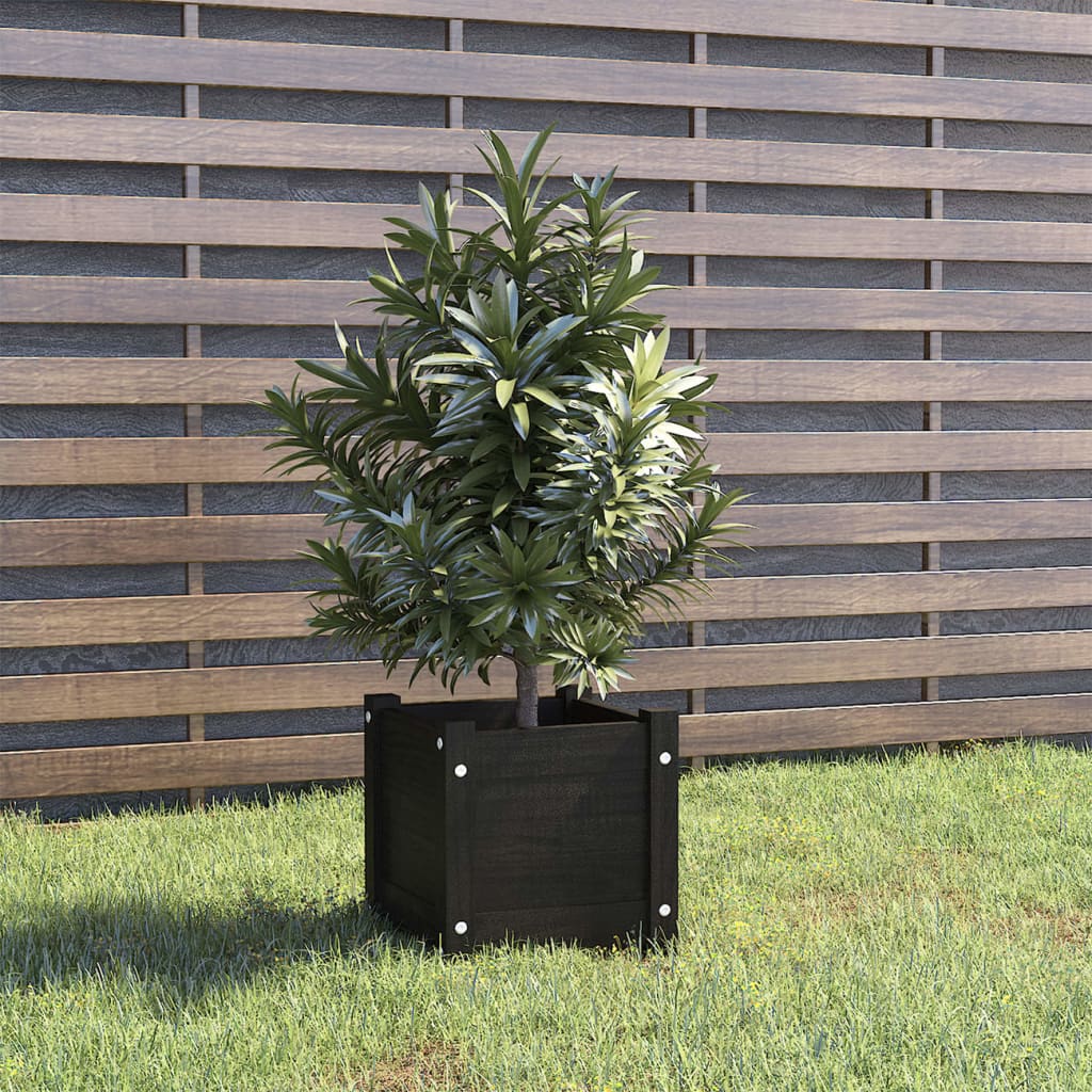 Vetonek Jardinera de madera maciza de pino negro 31x31x31 cm 