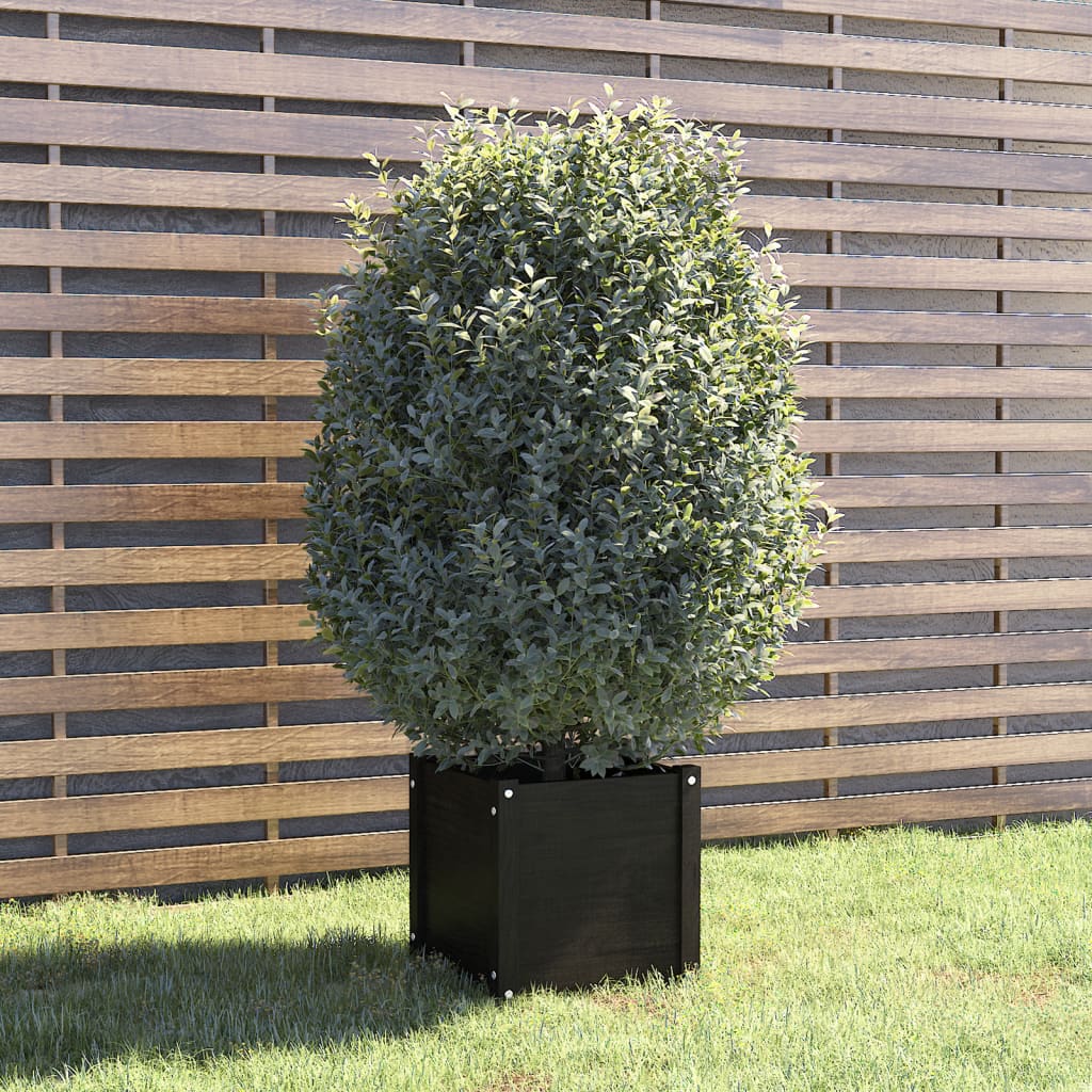 Jardinera de madera maciza de pino negro 40x40x40 cm v3284 Vetonek