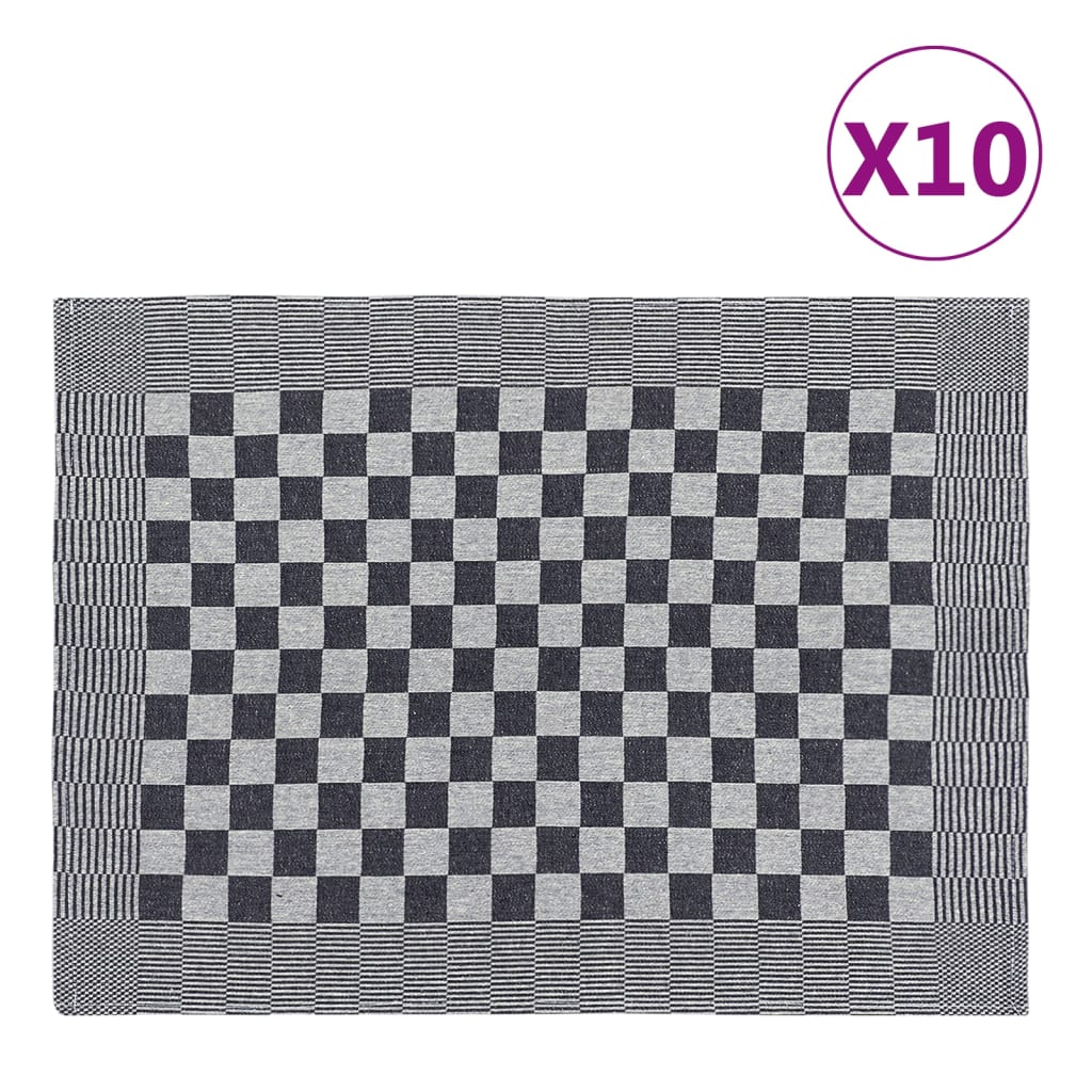 Vetonek Paños de cocina 10 uds algodón negro y blanco 50x70 cm