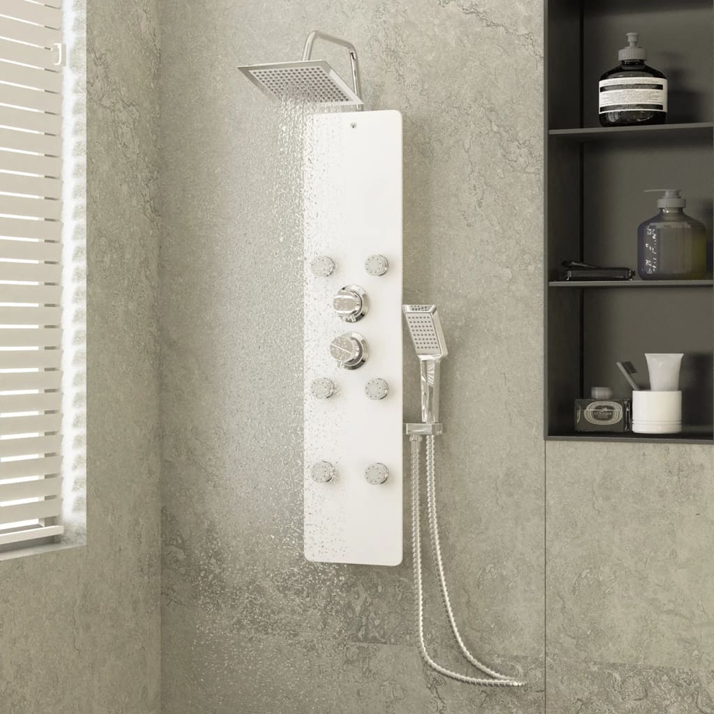 Vetonek Panel ducha de vidrio 25x47,5x130 cm blanco