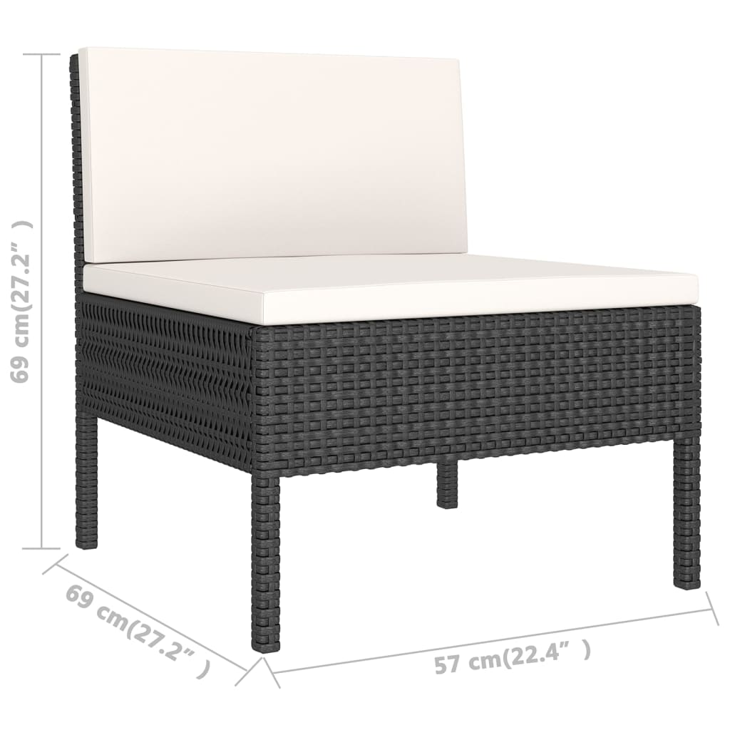 Set de muebles de jardín 5 pzas y cojines ratán sintético negro v9884 - Vetonek