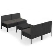 Set de muebles de jardín 5 pzas y cojines ratán sintético negro v9891 Vetonek